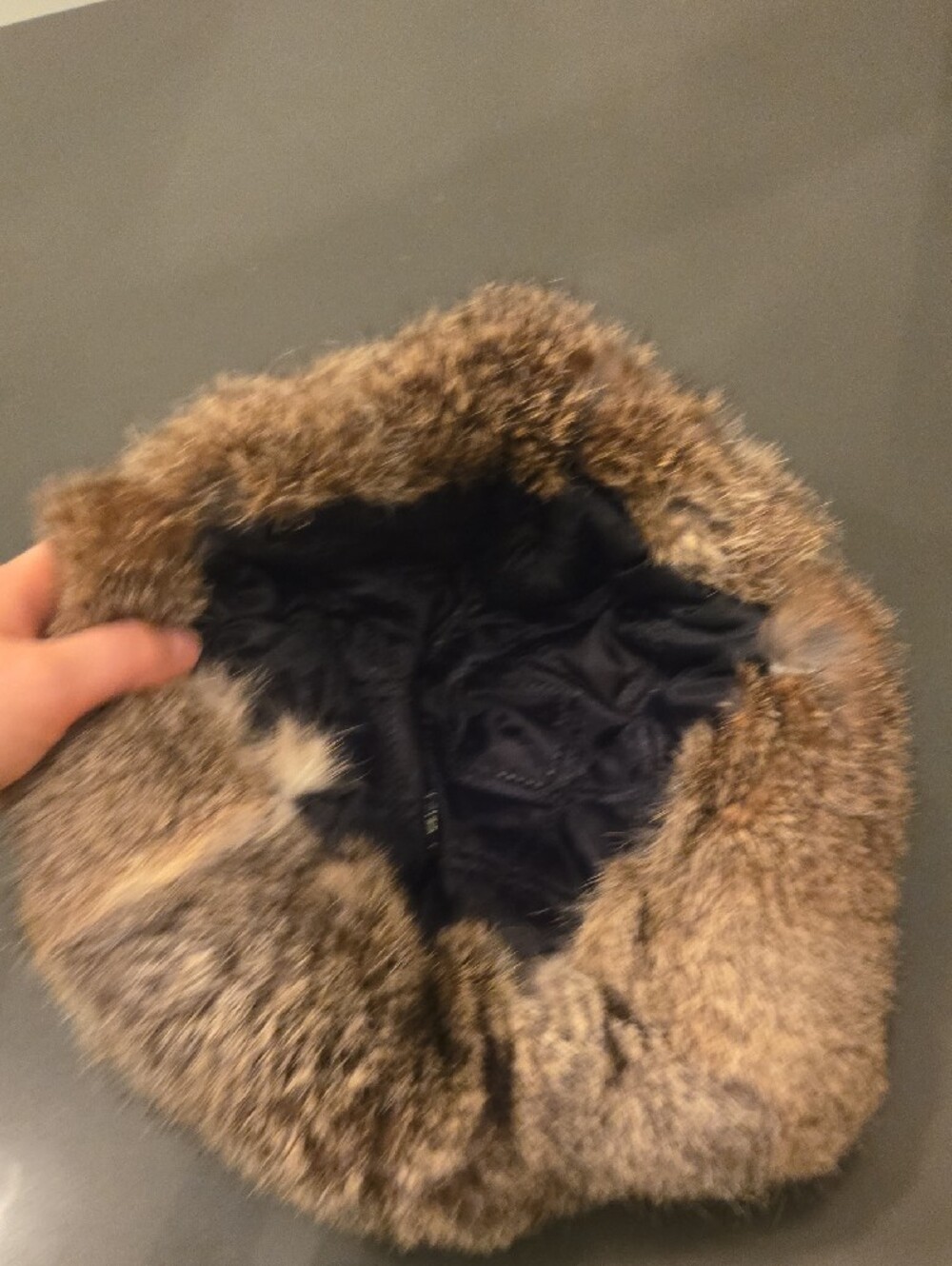 Beige Fur Hat With Real Rabbit Fur - Picture 4 of 4